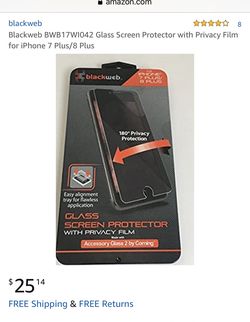 Blackweb BWB17WI042 Glass Screen Protector with Privacy Film for iPhone 7 Plus/8 Plus
