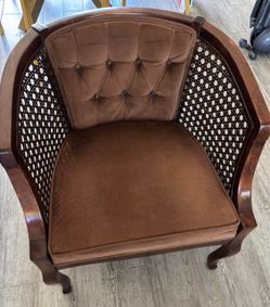 Midcentury Walnut Barrel Chairs.