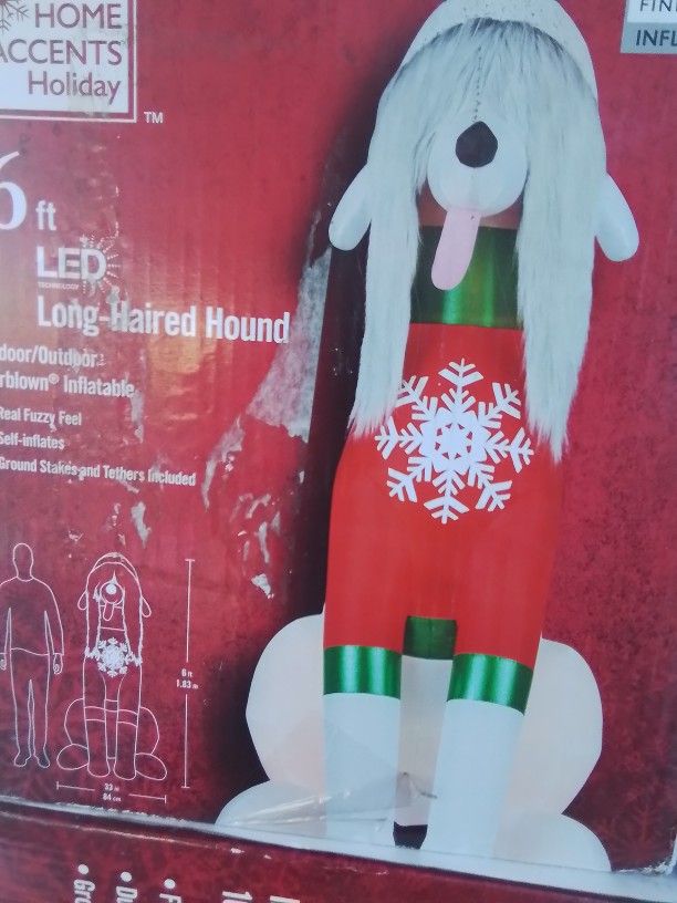 NEW Christmas LED 6FT Long Haired Dog Airblown Inflatable