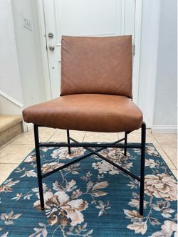 Set of 4 Hearth & Hand Magnolia Faux Leather Metal Dining Chairs – Brown