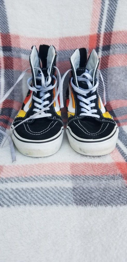 Vans Hi Tops With Flames Youth Size 3