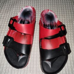Birkenstock Arizona EVA Red Black White Men's Sz 9 / Women's 11 Sandals EUC