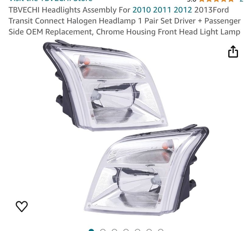TBVECHI Headlights Assembly For 2010 2011 2012 2013Ford Transit Connect Halogen Headlamp 1 Pair Set Driver + Passenger Side OEM Replacement, Chrome Ho