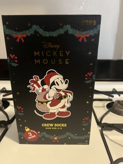 Disney Mickey Mouse Crew Socks Gift Box. 3 Pairs. Men’s Shoe Size 6-12
