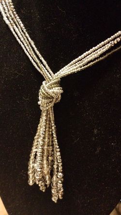 Long Crystal Bead Tassel or Fringe Necklace (Swarovski?)