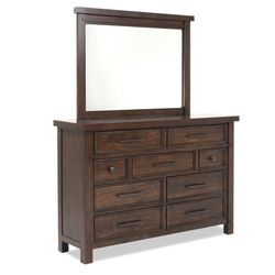 Wooden Dresser w/ Mirror 