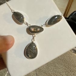 Artisan Crafted Madagascar Fire Labradorite Necklace -  New