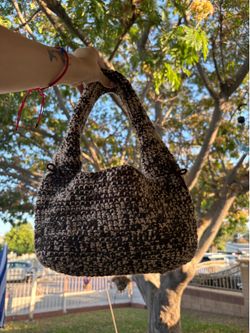 Crocheted mocha and oat purse