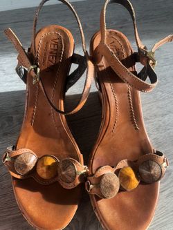 Italian Leather Wedge Sandals