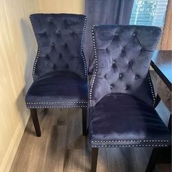 (2) Velvet Blue Dining Room Chairs