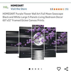 Black and Purple Cherry Blossom Canvas, Print For Home Or Office