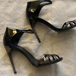Gucci Metallic Margot Patent Cage Sandals Size 37