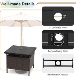 Giantex Umbrella Table, Outdoor Side Table with 2" Umbrella Hole
