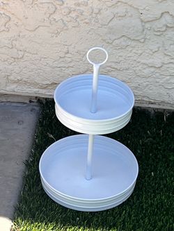 White Metal Two-Tier Serving Stand