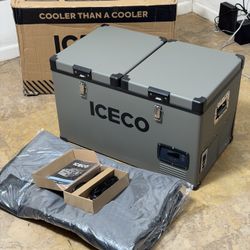 ICECO 63.4QT VL60 Dual Zone Metal Portable Fridge Freezer with Cover