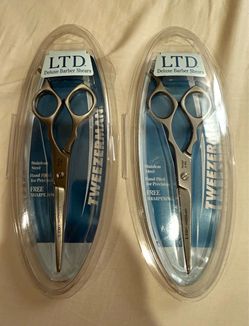 ✅ 2x NEW Vintage TWEEZERMAN LTD Deluxe Barber Shears Stainless Steel Silver