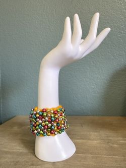 Wristband,crochet,multicolor Plastic Bead,