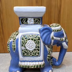 Vintage Ceramic Asian Elephant Plant Stand/Sculpture