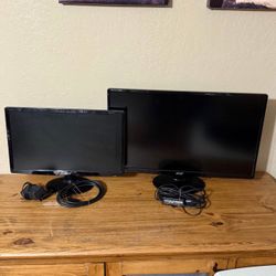 Acer S271HL 27” & S201HL 20” LCD Monitors Bundle with Power Cables + DVI Cable