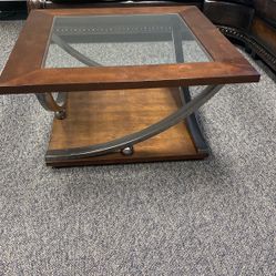 Glass And Wood Geometric Coffee Table