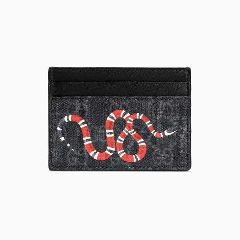 Gucci Kingsnake print GG Supreme card case