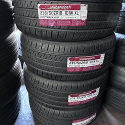 SET OF FOUR NEW TIRES 235/50/18 LANDSPIDER INCLUDING MOUNT AND BALANCED , ASK ME FOR SIZES AND BRAND 