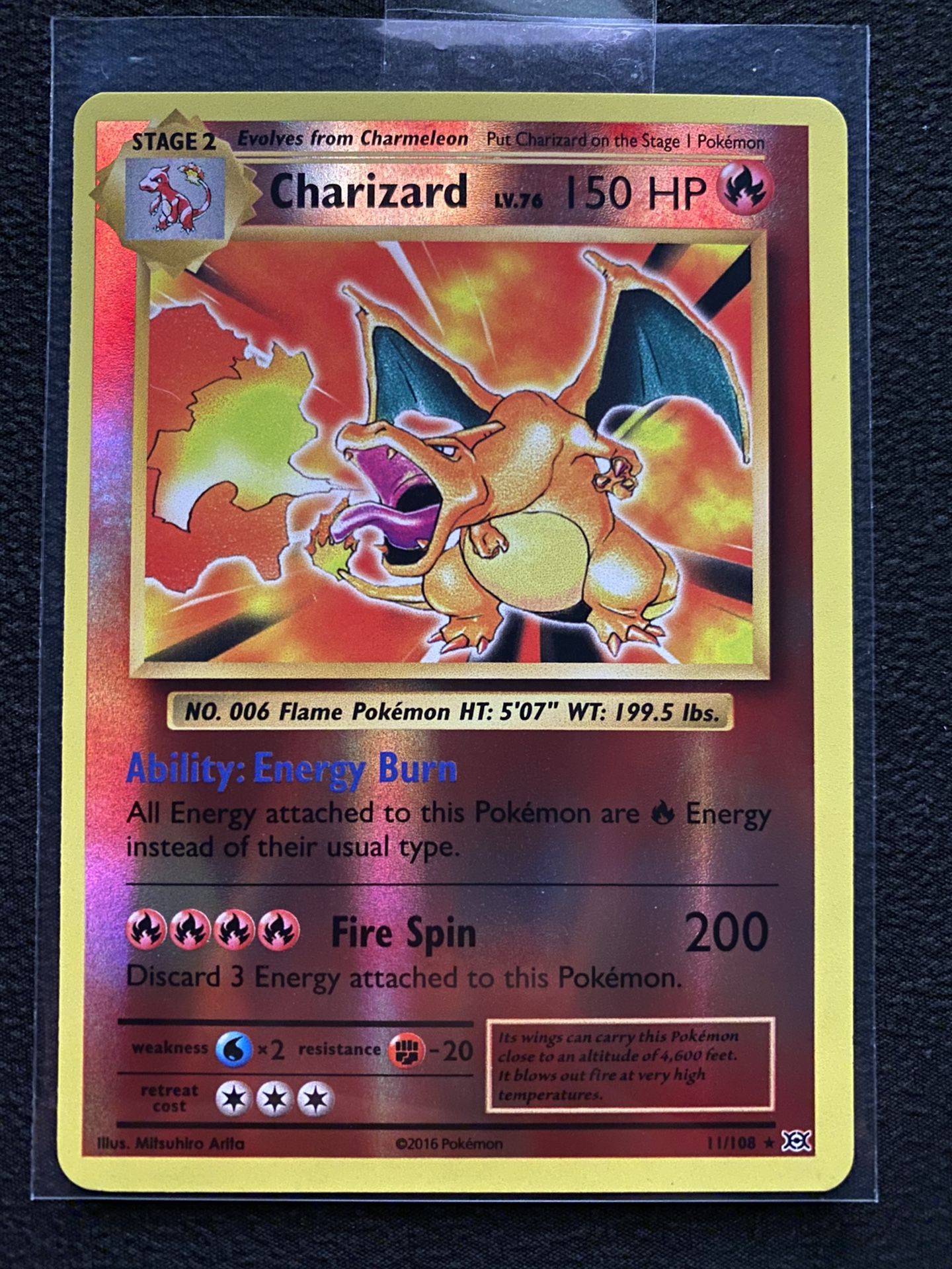XY Evolutions Reverse Holo Charizard 11/108 MINT Condition English Card Sleeved