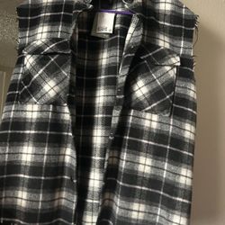 Black And White Flannel Vest