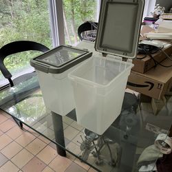 Two Large Animal Food Storage Bins - Two Gallons Each