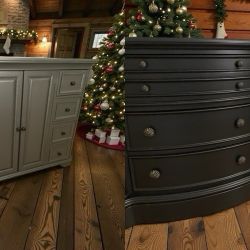 Large Tv Stand / Dresser & Nightstands 3pc Bedroom Set Solid Wood Black New