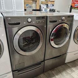 LG stainless steel Frontload washer and dryer set electric XL