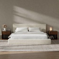 AirFrame King Size Bed Frame with Headboard, Cloud Upholstered Platform Bed Frame, 5 Inch Foam Cushioned, No Box Spring, Easy Assembly(Moon Grey)