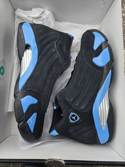 Jordan 14 Unc University Blue Black 7.5. 8, 8.5, 9, 9.5, 10, 10.5, 11, 11.5, 12, 13, 14, 15