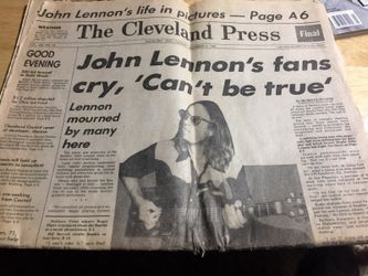 Defunct Cleveland press issue 1980 The sad day john Lennon was mourned