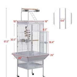 😀 Yaheetech Wrought Iron Bird Cages, Play Top Large Aviary with Stand for Cockatiel Parrot Sun Parakeet Conures Lovebird Budgie Finch African Grey