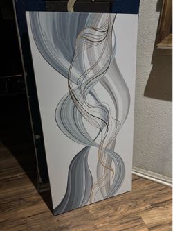 Elegant gold blue and gray painting original price $50 selling for $30 I can go down to $20
