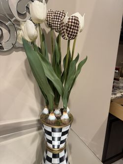 Mackenzie Childs Courtly Check Potted Tulips