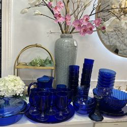 💙 Beautiful Cobalt Blue Glassware Collection – $160 (Full Set)