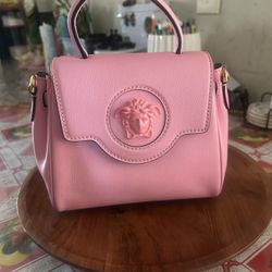 Versace Small Medusa Leather Shoulder Bag Pink