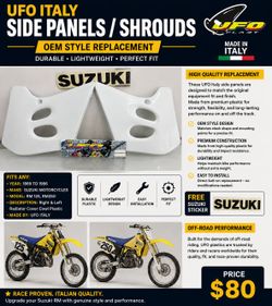 1989 to 1996 Suzuki RM250/150 Radiator Shrouds Left-Right Side.