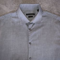 John Varvatos USA Large Mens Shirt Gray Grey Long Sleeve Slim Fit Button Up 😎