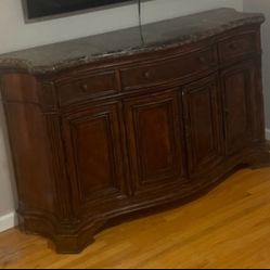 Three Drawer Marble Top With Two Shelf Storage On Bottom