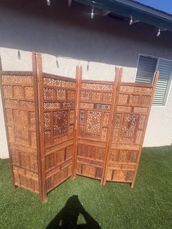 Vintage hand carved 4 panel room divider