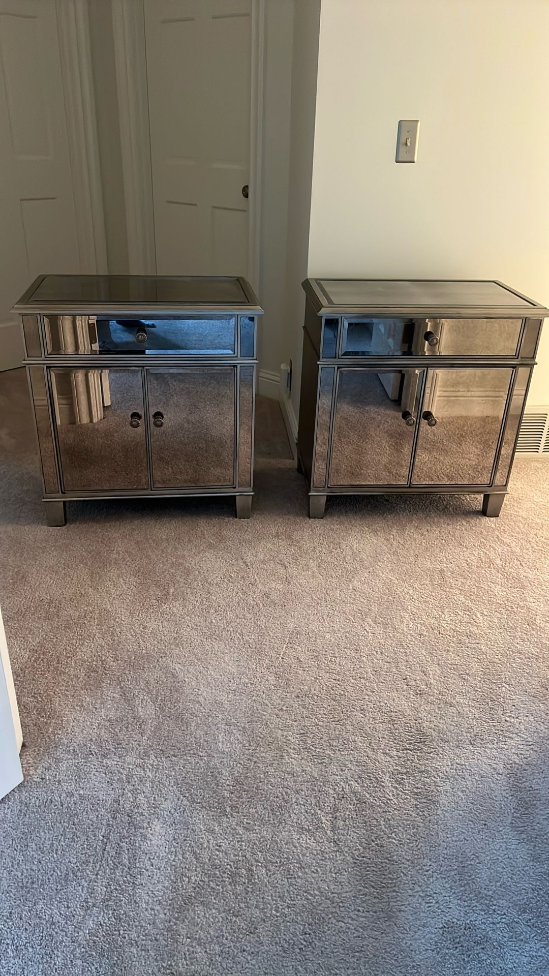 Two (2) Mirrored Nightstands