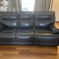 Real leather reclining sofa & chair FREE lamp