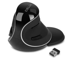 DeLUX Ergonomic Wireless Mouse with USB Receiver, 2.4G Wireless Vertical Mouse 