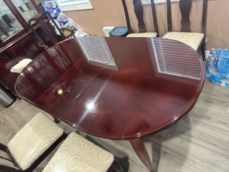 Vintage Cherry Wood Dining Table Set w/ 6 Chairs