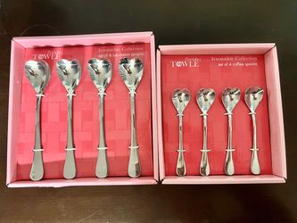 Heart-Shaped Ice Cream and Coffee Spoon Sets (NIB!)