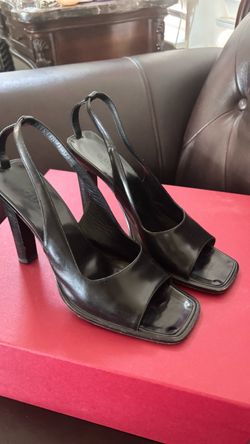 Gucci Black Leather Slingback Square-Toe Heels
