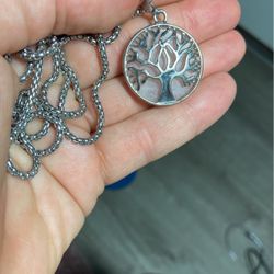 Rose Quartz, Tree Of Life In Stainless Steel